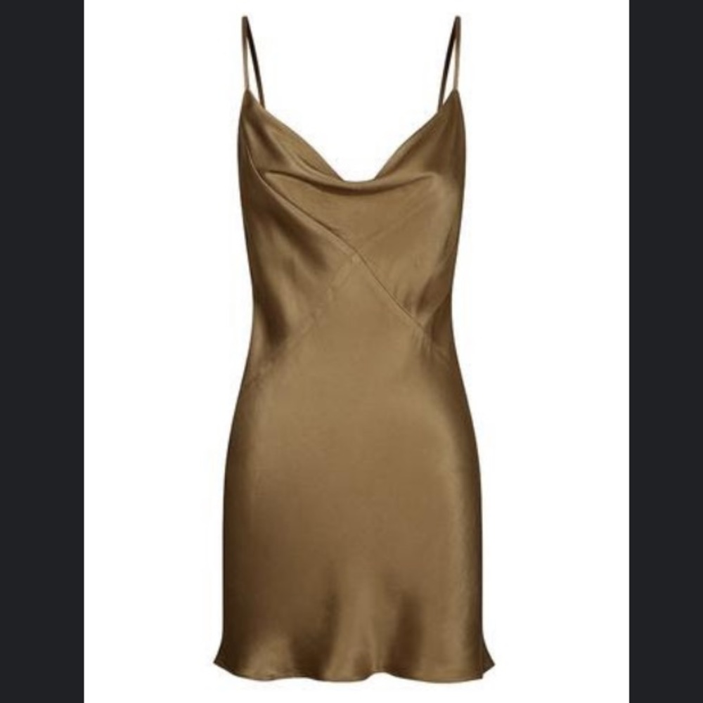 Shona Joy Gala Bias Mini Slip Dress - Warm Olive